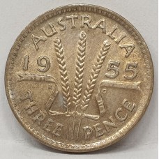 AUSTRALIA 1955 . THREEPENCE . UNCIRCULATED